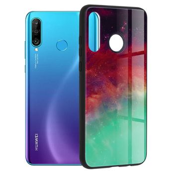Husa cu spate din sticla techsuit - glaze series - huawei p30 lite - fiery ocean