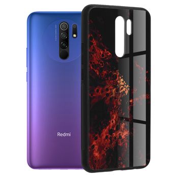 Husa cu spate din sticla techsuit - glaze series - xiaomi redmi 9 - red nebula