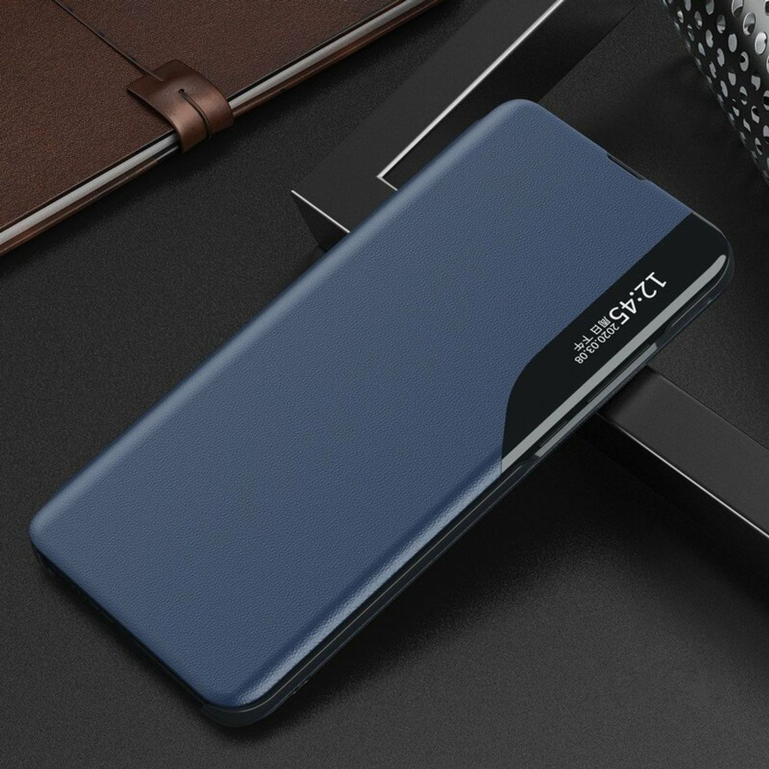 Husa tip carte Techsuit - eFold Series - Huawei P40 Lite - Dark Blue fotografia produsului View 2 L