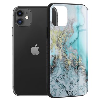 Husa cu spate din sticla techsuit - glaze series - iphone 11 - blue ocean