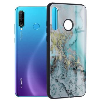 Husa cu spate din sticla techsuit - glaze series - huawei p30 lite - blue ocean