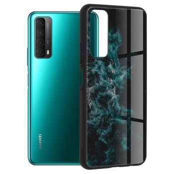 Husa cu spate din sticla techsuit - glaze series - huawei p smart 2021 - blue nebula