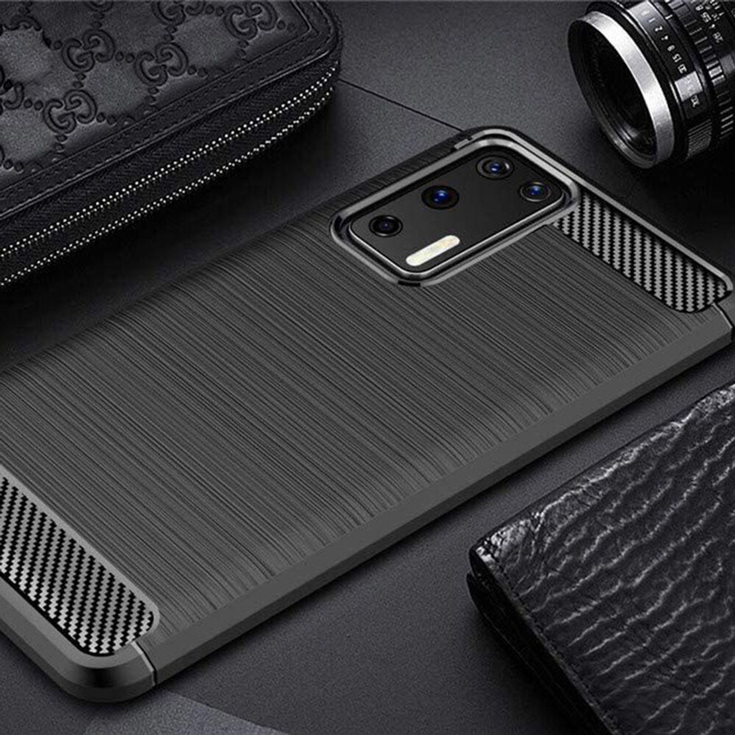Husa Techsuit - Carbon Silicone - Huawei P40 Pro - Black fotografia produsului View 2 L
