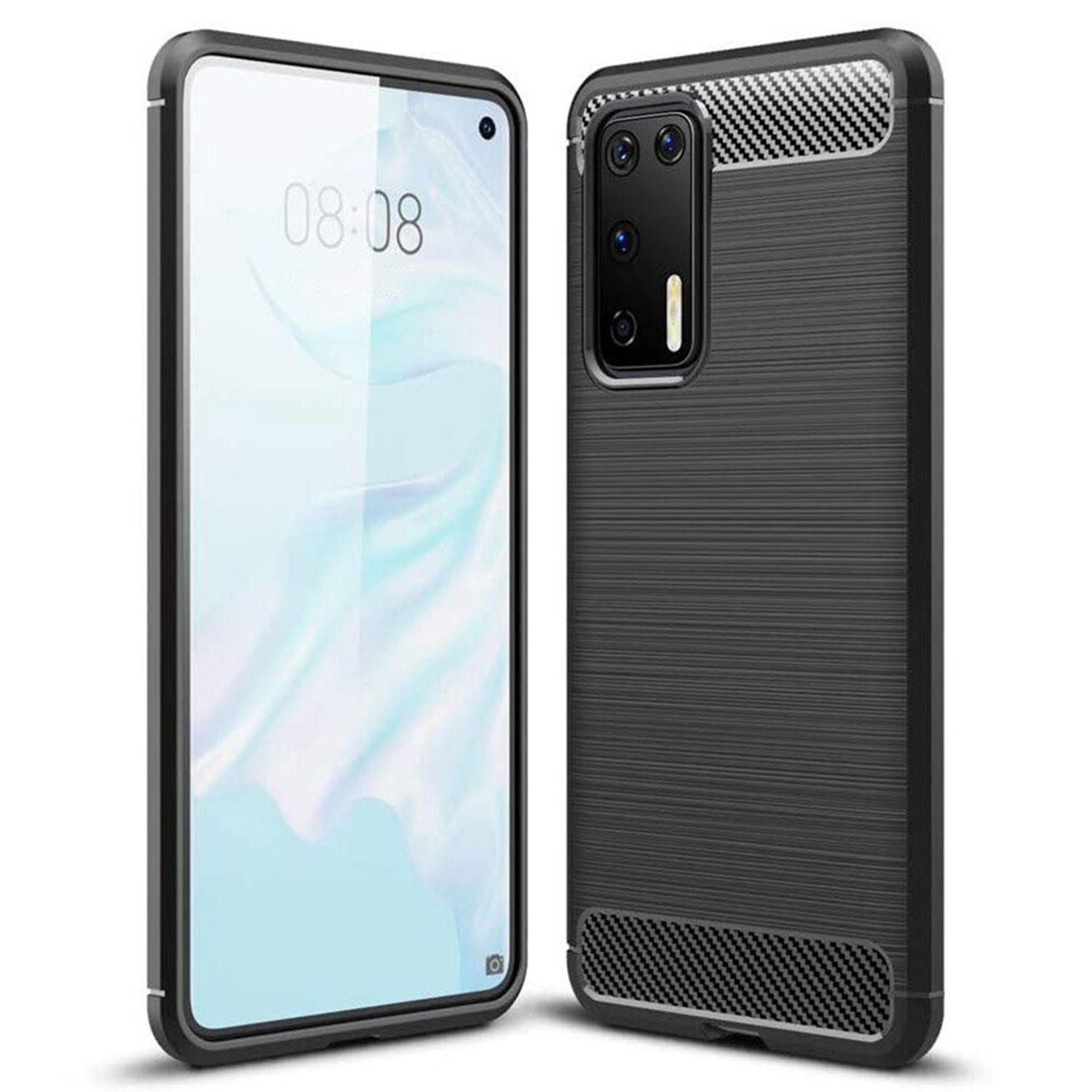 Husa Techsuit - Carbon Silicone - Huawei P40 Pro - Black fotografia produsului