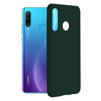 Husa premium techsuit - soft edge silicone - huawei p30 lite - dark green