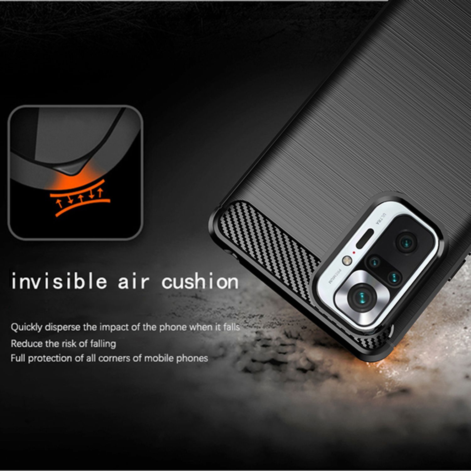 Husa Techsuit - Carbon Silicone - Xiaomi Redmi Note 10 Pro - Black fotografia produsului View 3 L
