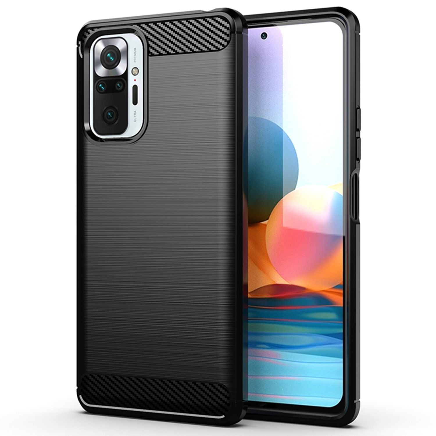 Husa Techsuit - Carbon Silicone - Xiaomi Redmi Note 10 Pro - Black fotografia produsului