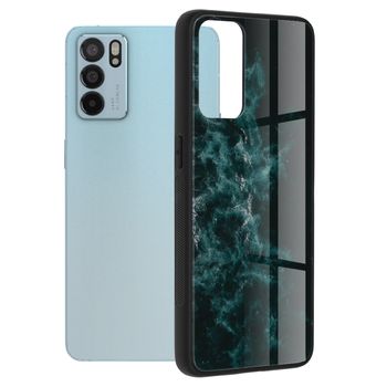 Husa cu spate din sticla techsuit - glaze series - oppo reno 6 5g - blue nebula