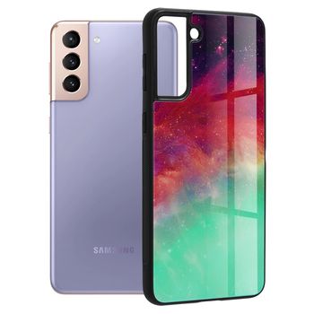 Husa cu spate din sticla techsuit - glaze series - samsung galaxy s21 plus - fiery ocean