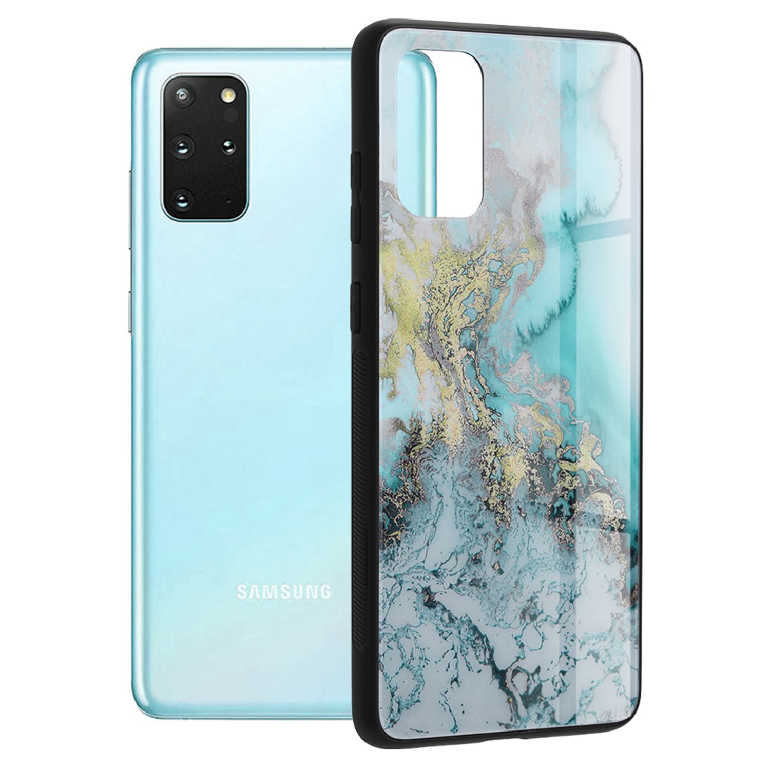 Husa cu spate din sticla Techsuit - Glaze Series - Samsung Galaxy S20 Plus - Blue Ocean fotografia produsului