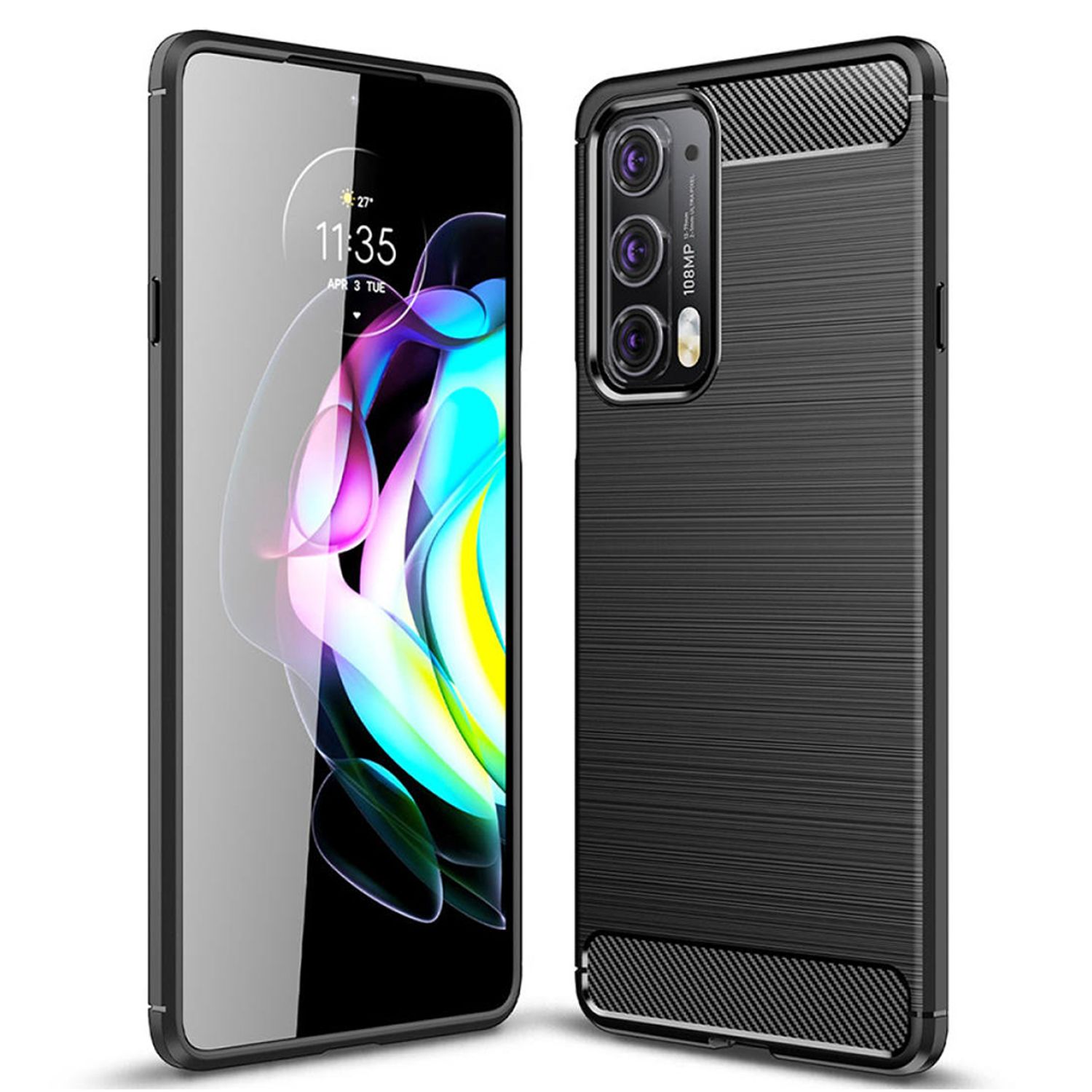 Husa Techsuit - Carbon Silicone - Motorola Moto Edge 20 - Black fotografia produsului