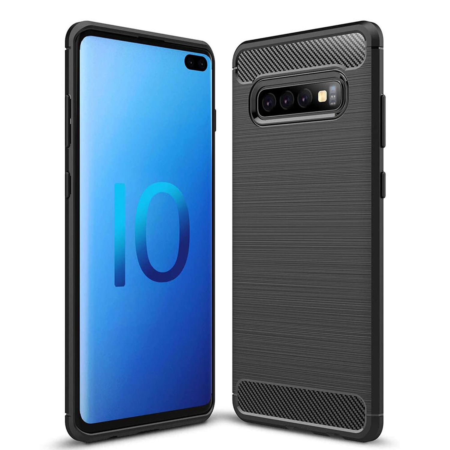 Husa Techsuit - Carbon Silicone - Samsung Galaxy S10 Plus - Black fotografia produsului
