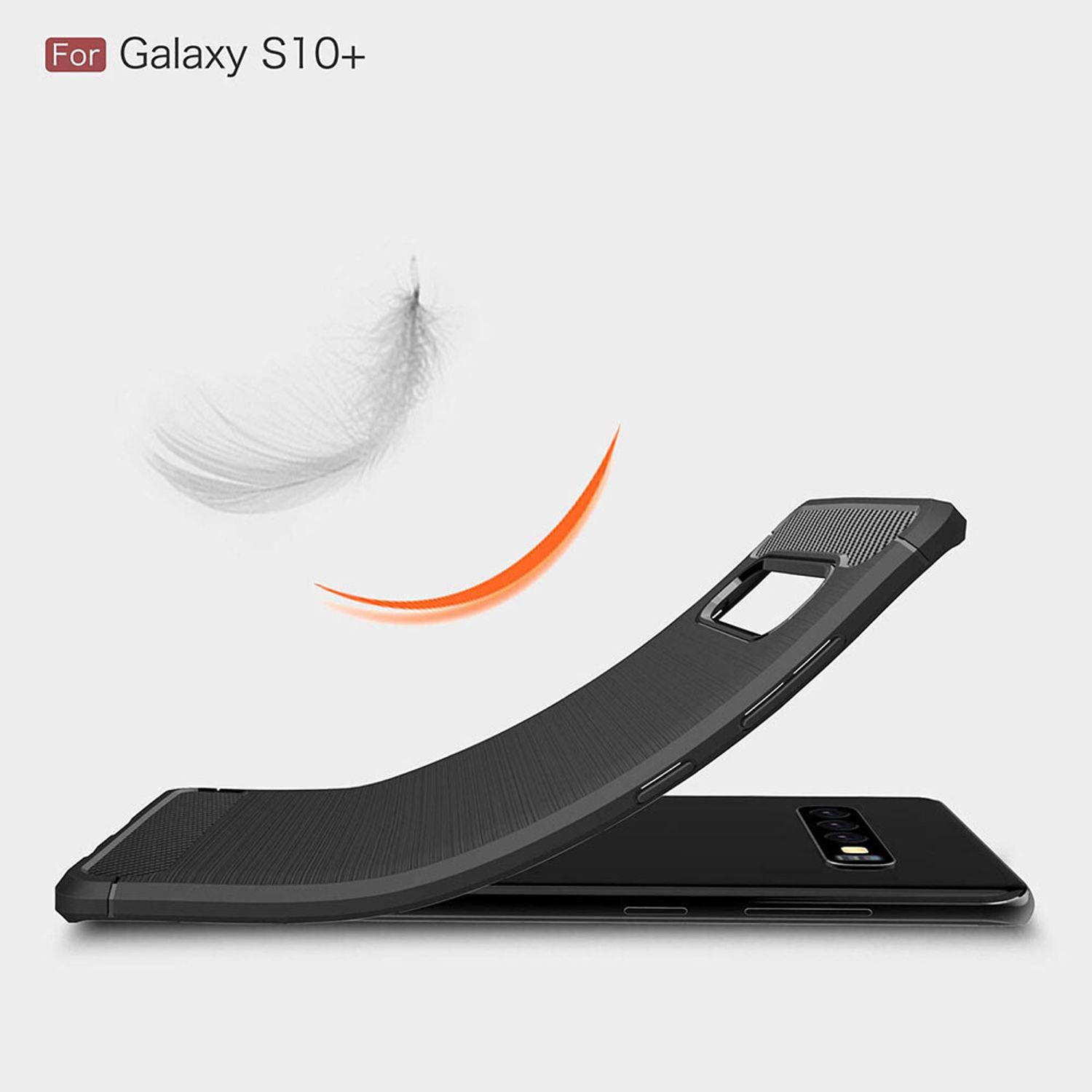 Husa Techsuit - Carbon Silicone - Samsung Galaxy S10 Plus - Black fotografia produsului View 2 L