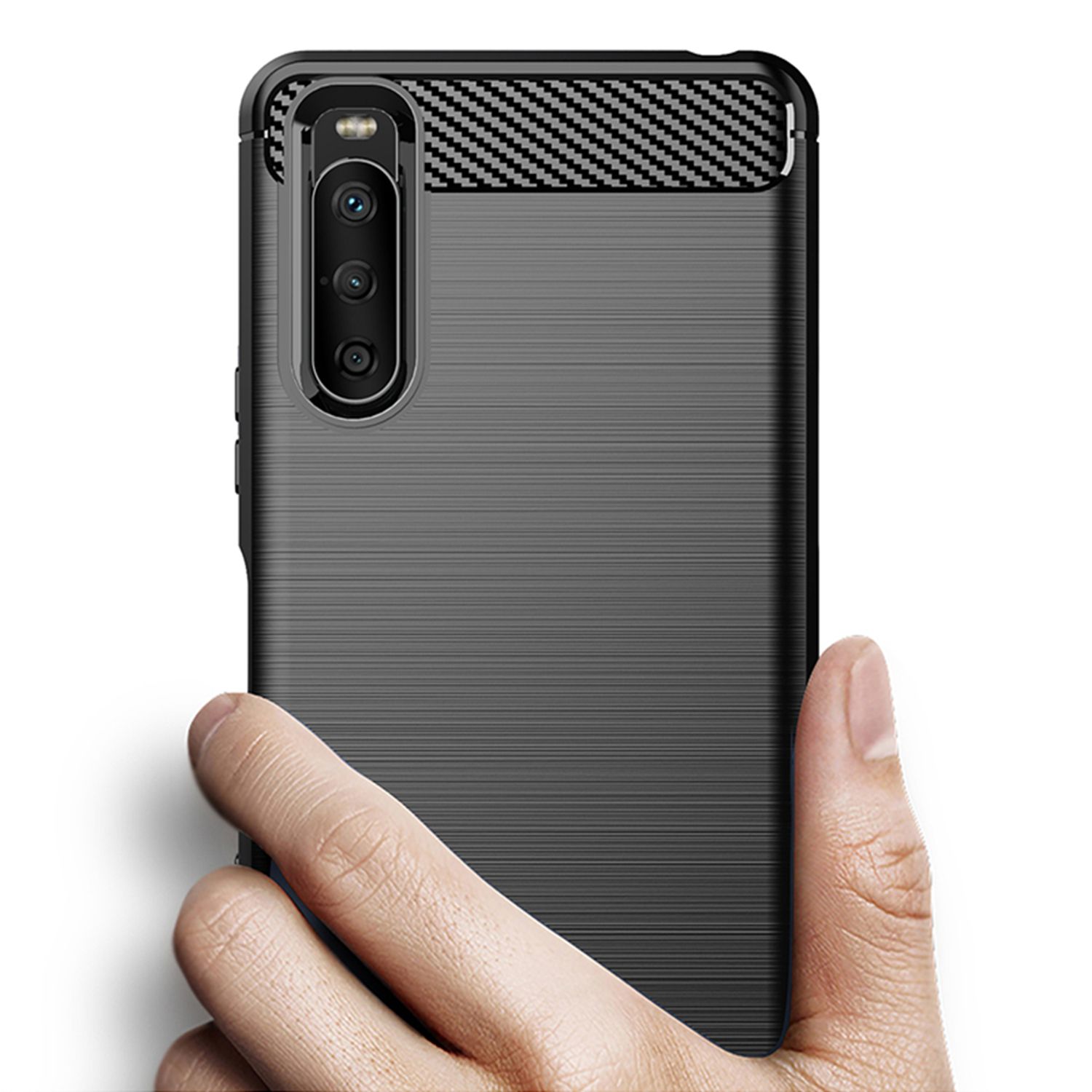 Husa Techsuit - Carbon Silicone - Sony Xperia 10 III - Black fotografia produsului View 2 L