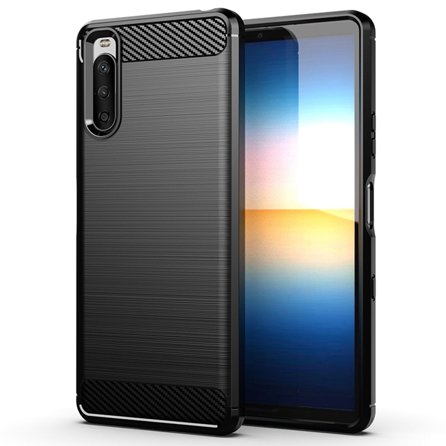 Husa Techsuit - Carbon Silicone - Sony Xperia 10 III - Black fotografia produsului