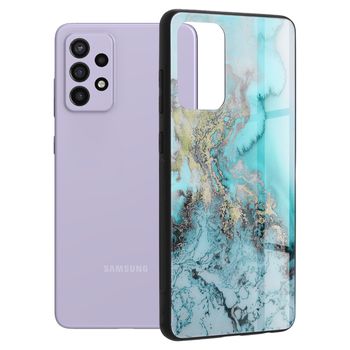 Husa cu spate din sticla techsuit - glaze series - samsung galaxy a72 5g - blue ocean
