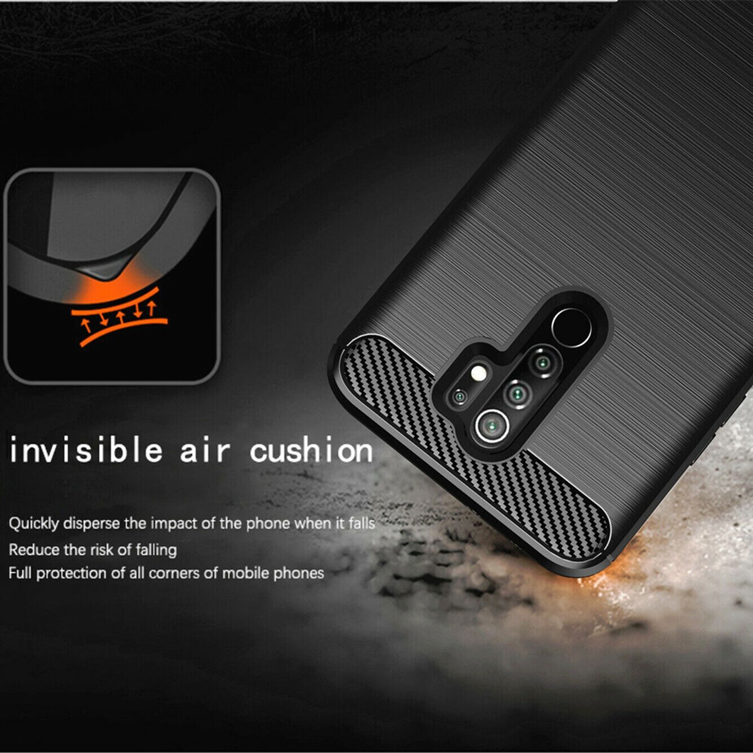 Husa Techsuit - Carbon Silicone - Xiaomi Redmi 9 - Black fotografia produsului View 3 L