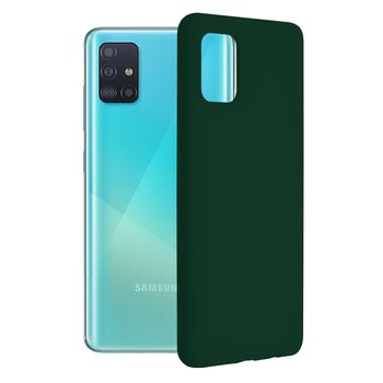 Husa premium techsuit - soft edge silicone - samsung galaxy a51 - dark green