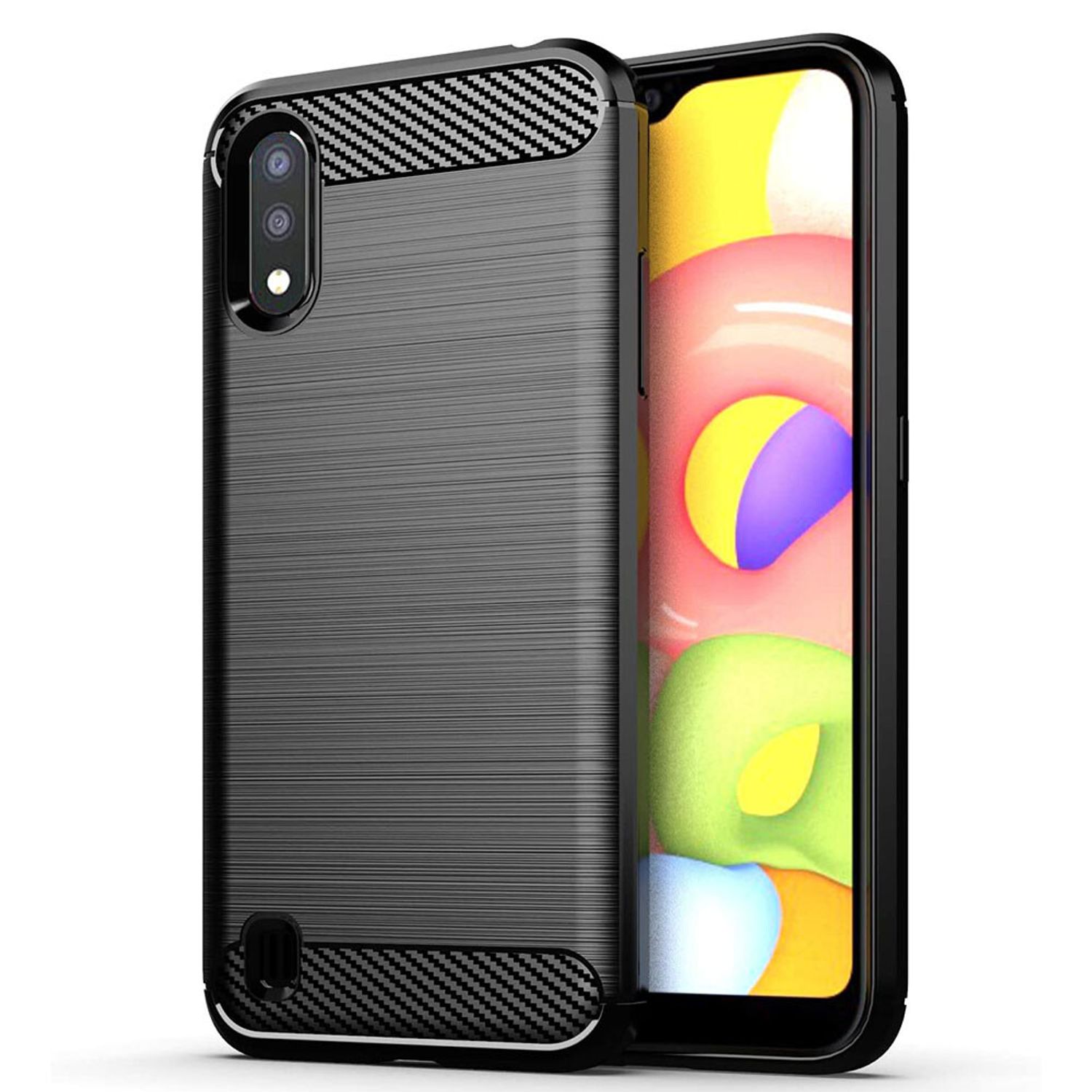 Husa Techsuit - Carbon Silicone - Samsung Galaxy A01 - Black fotografia produsului