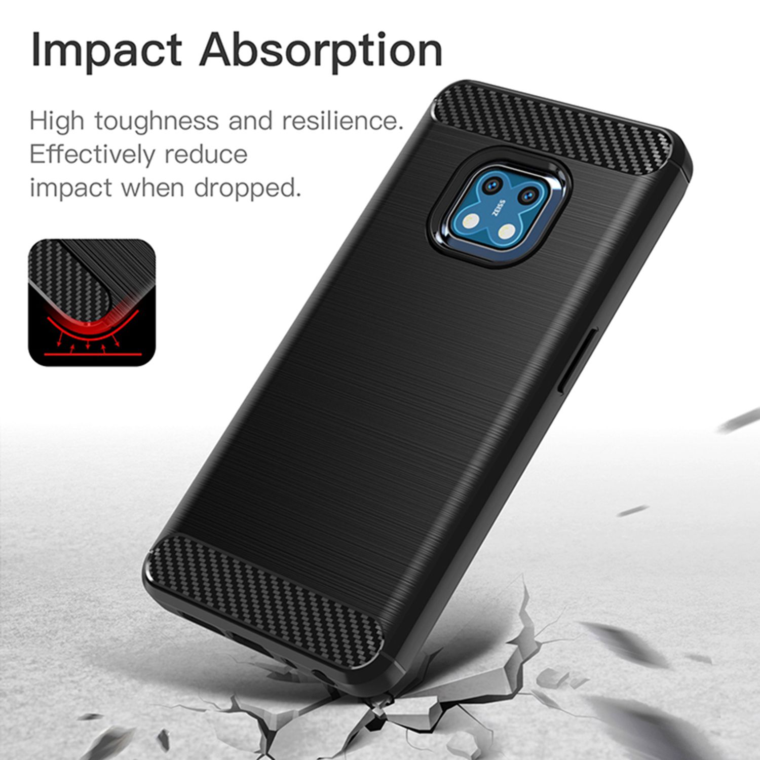 Husa Techsuit - Carbon Silicone - Nokia XR20- Black fotografia produsului View 3 L