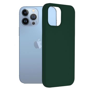 Husa premium techsuit - soft edge silicone - iphone 13 pro max - dark green
