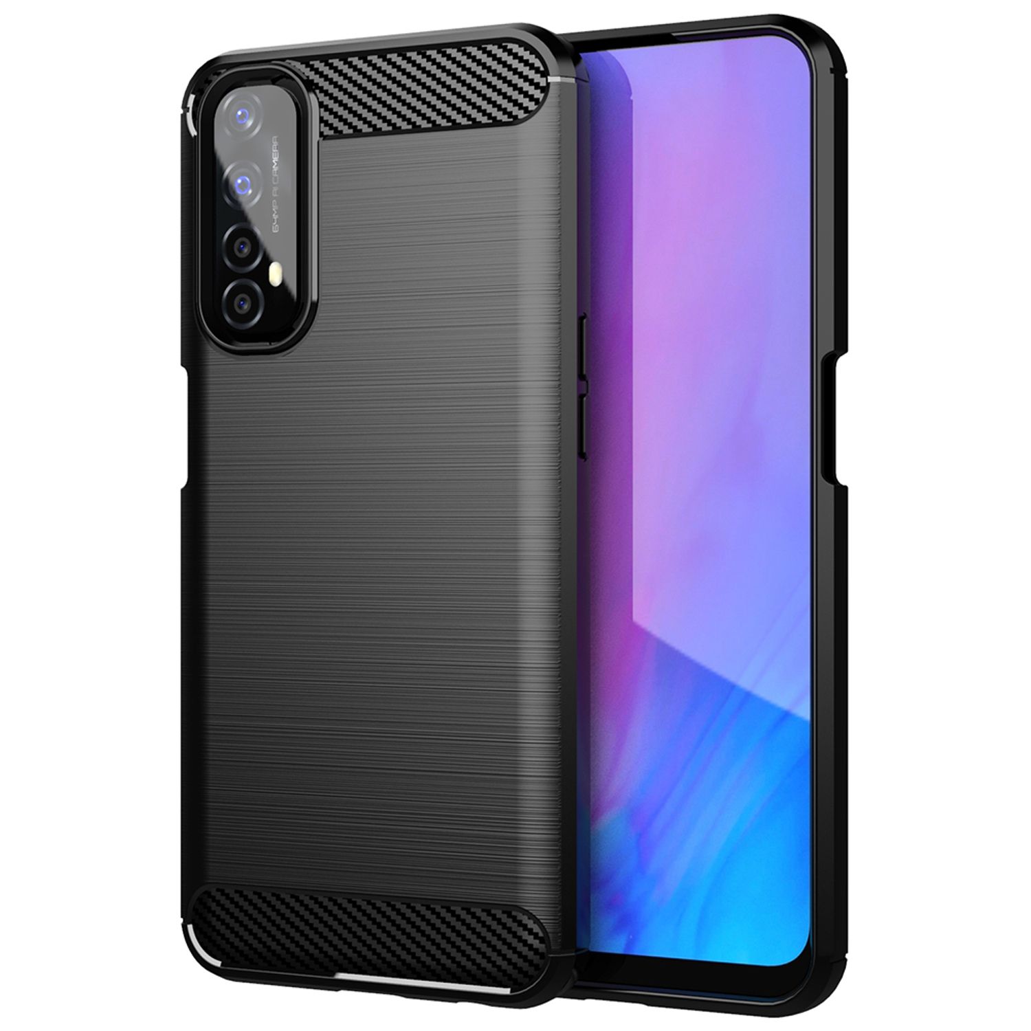 Husa Techsuit - Carbon Silicone - Realme 7 - Black fotografia produsului