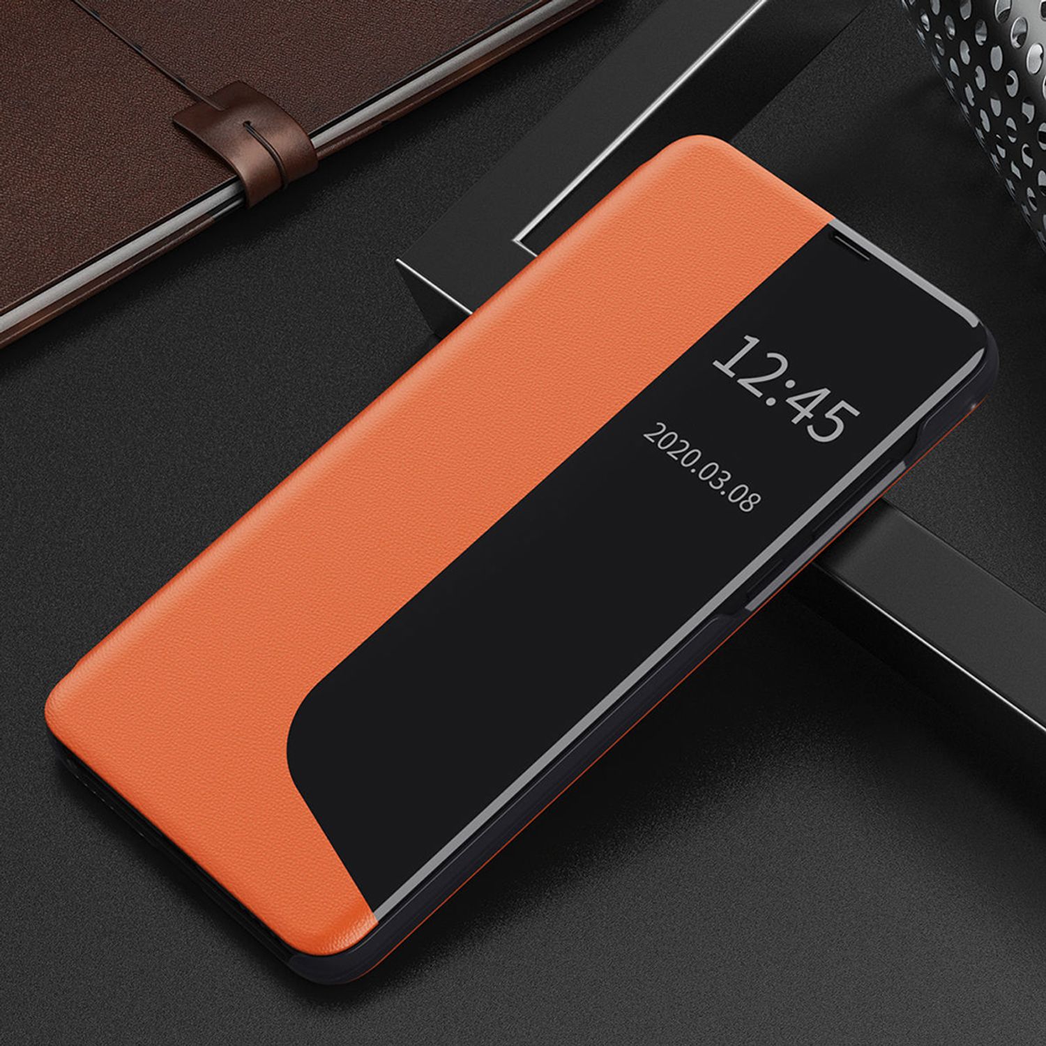 Husa tip carte Techsuit - eFold Series - Huawei P30 Pro - Orange fotografia produsului View 2 L