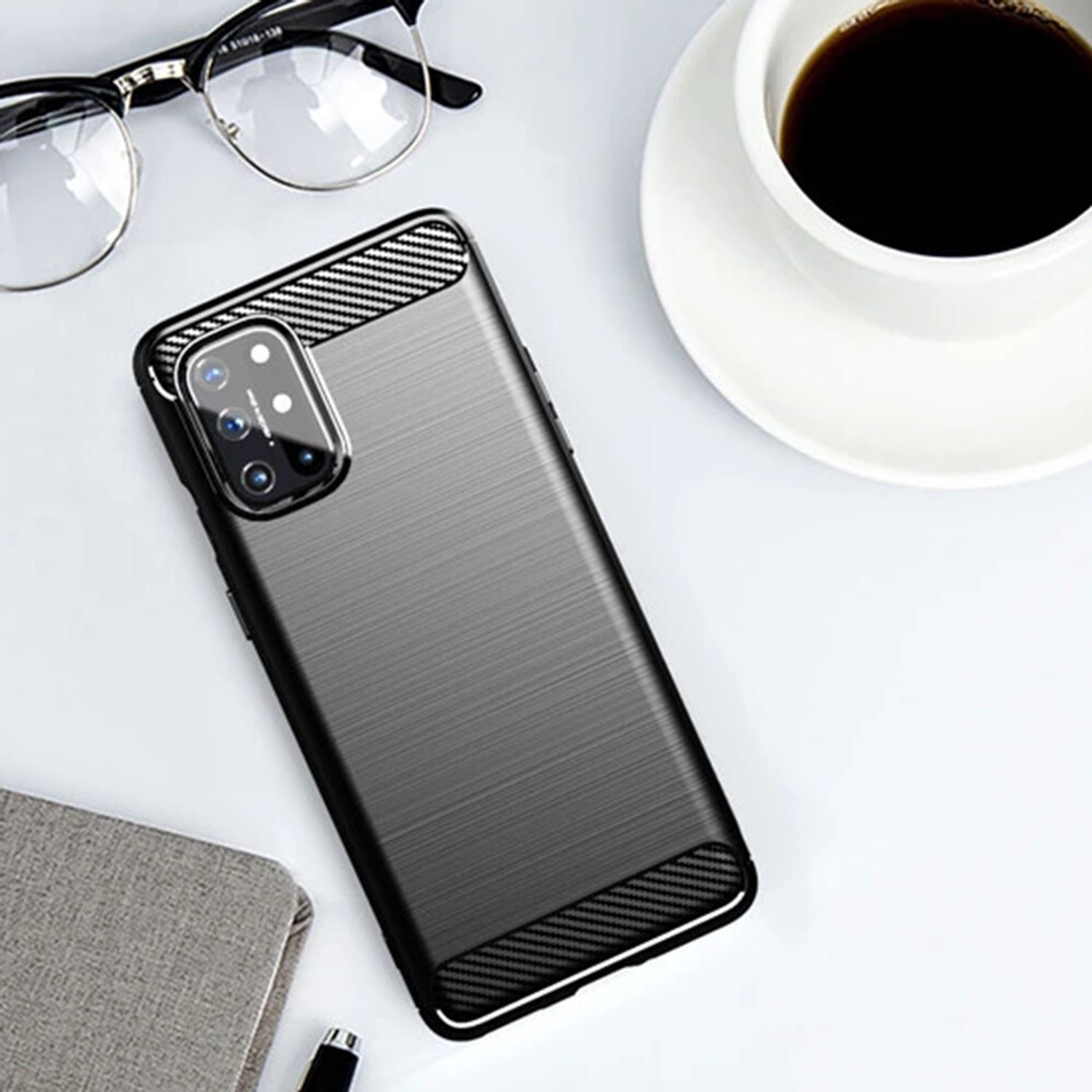 Husa Techsuit - Carbon Silicone - OnePlus 8T - Black fotografia produsului View 3 L