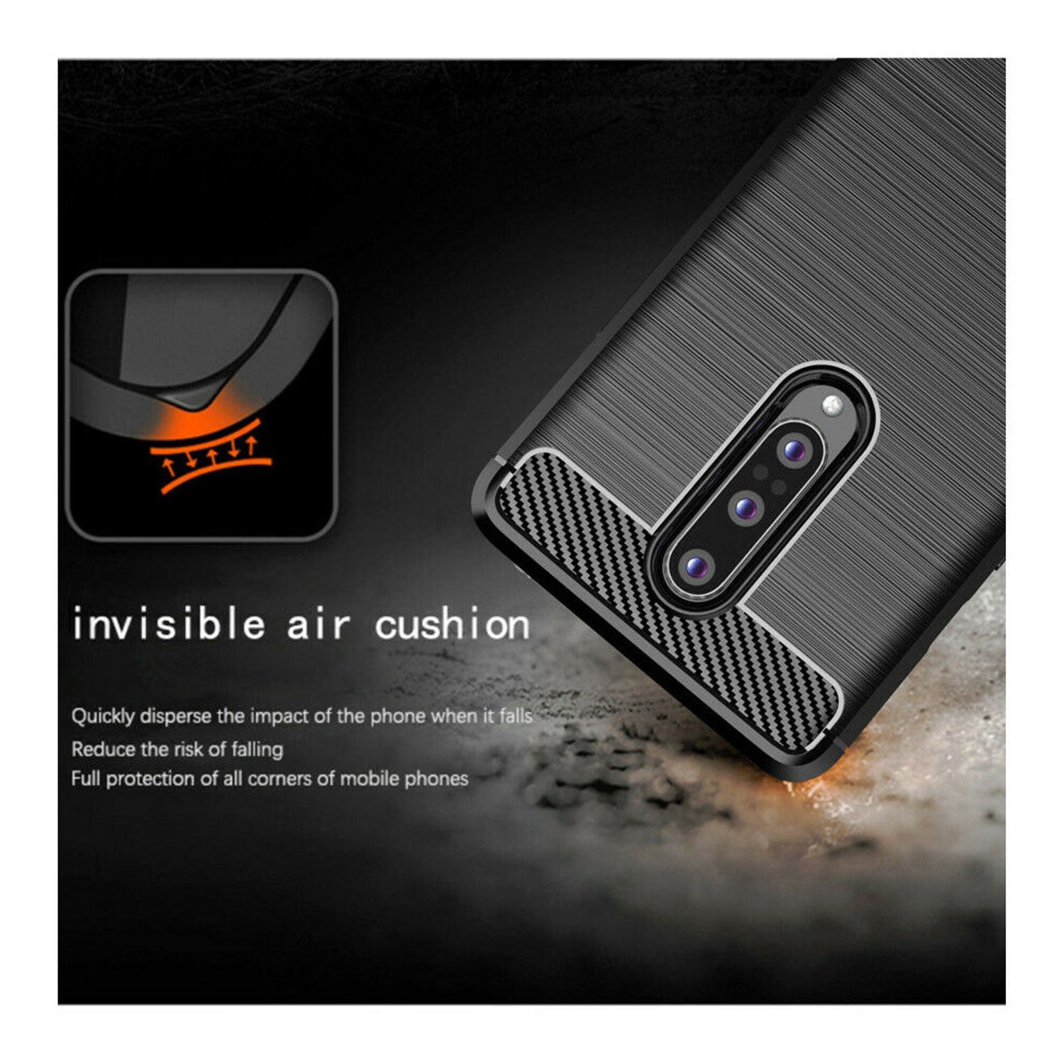 Husa Techsuit - Carbon Silicone - OnePlus 8 - Black fotografia produsului View 2 L