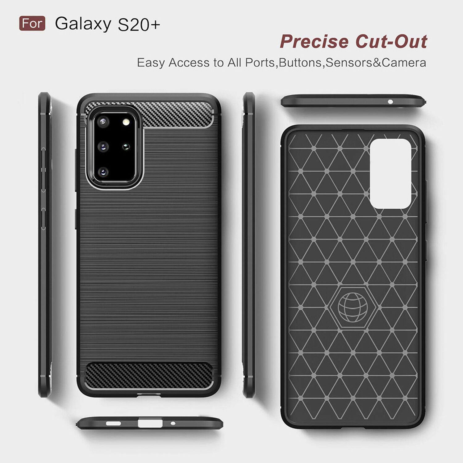 Husa Techsuit - Carbon Silicone - Samsung Galaxy S20 Plus - Black fotografia produsului View 3 L