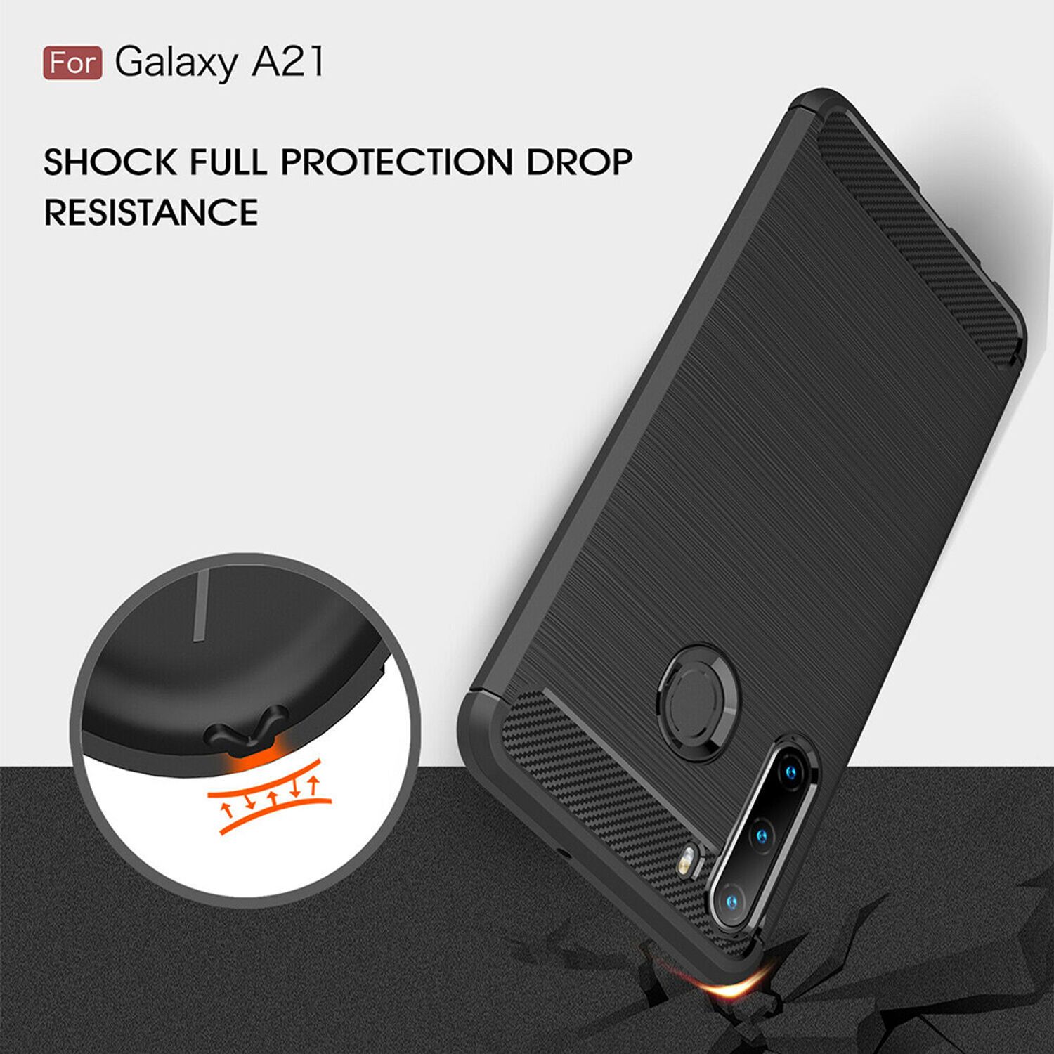 Husa Techsuit - Carbon Silicone - Samsung Galaxy A21 - Black fotografia produsului View 3 L