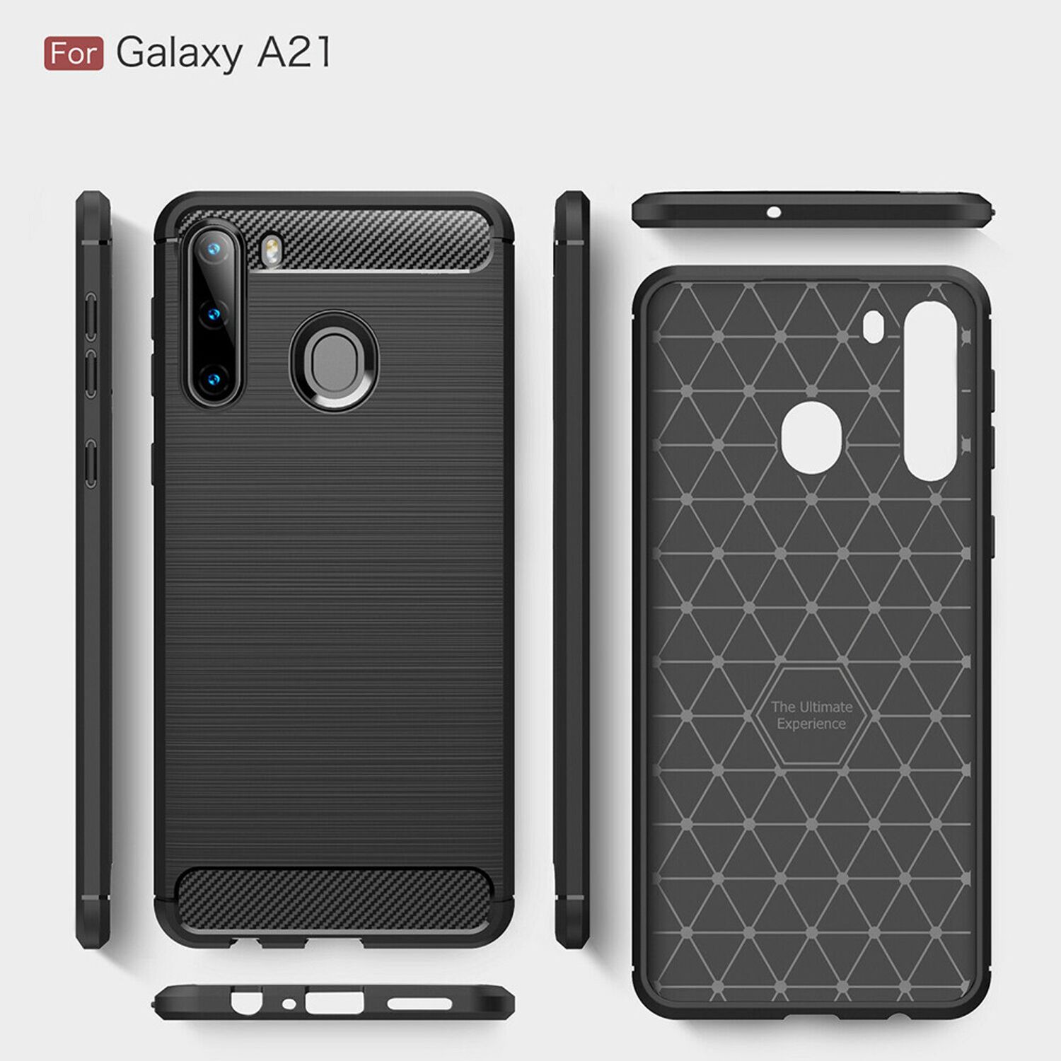 Husa Techsuit - Carbon Silicone - Samsung Galaxy A21 - Black fotografia produsului View 2 L