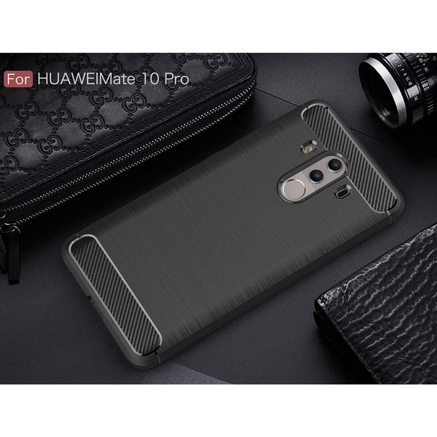 Husa Techsuit - Carbon Silicone - Huawei Mate 10 Pro - Black fotografia produsului View 2 L