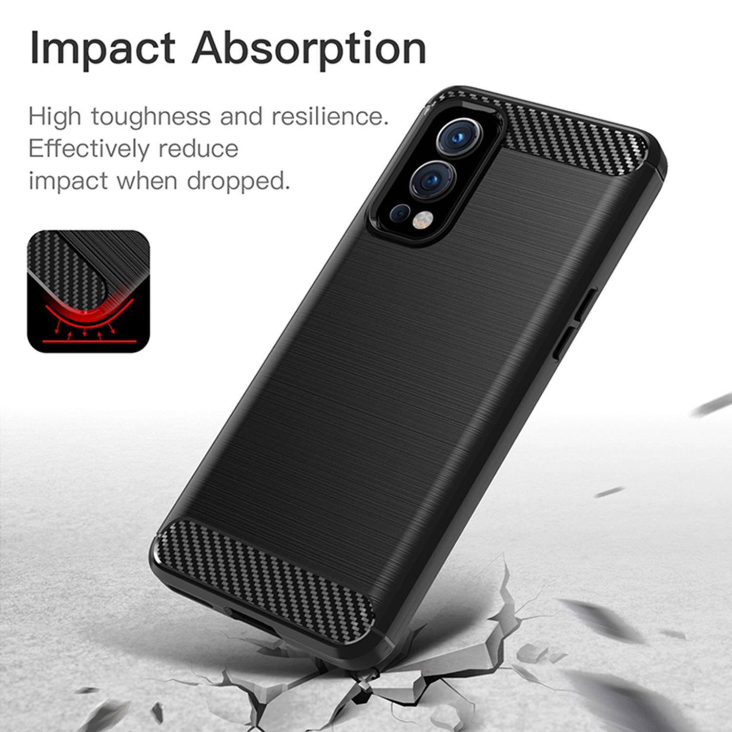 Husa Techsuit - Carbon Silicone - Oneplus Nord 2 5G  - Black fotografia produsului View 2 L