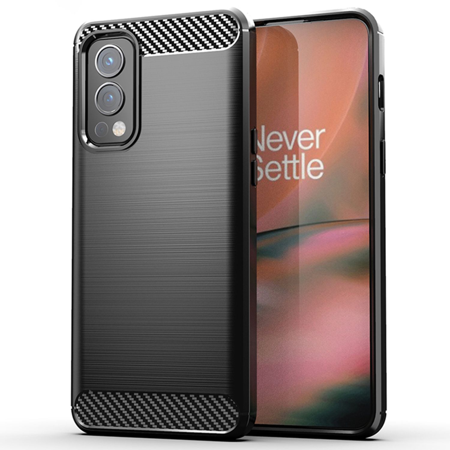 Husa Techsuit - Carbon Silicone - Oneplus Nord 2 5G  - Black fotografia produsului