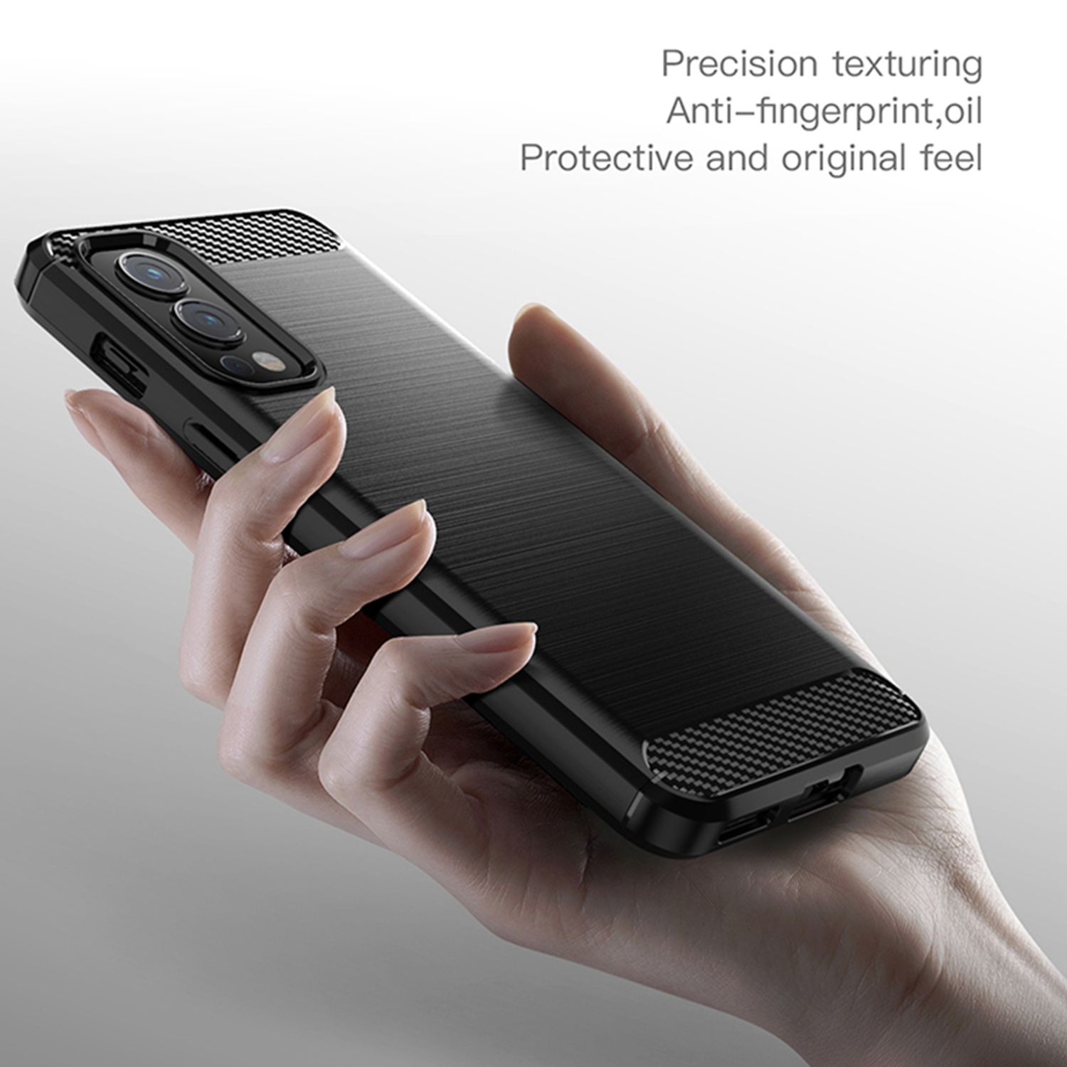 Husa Techsuit - Carbon Silicone - Oneplus Nord 2 5G  - Black fotografia produsului View 3 L