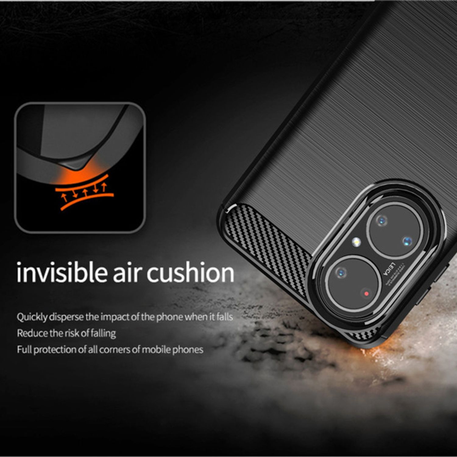 Husa Techsuit - Carbon Silicone - Huawei P50 - Black fotografia produsului View 3 L