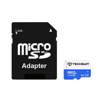 Card de memorie techsuit - sdxc, 64 gb, class 10 cu adaptor
