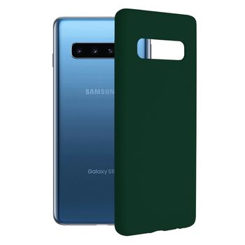 Husa premium techsuit - soft edge silicone - samsung galaxy s10 - dark green