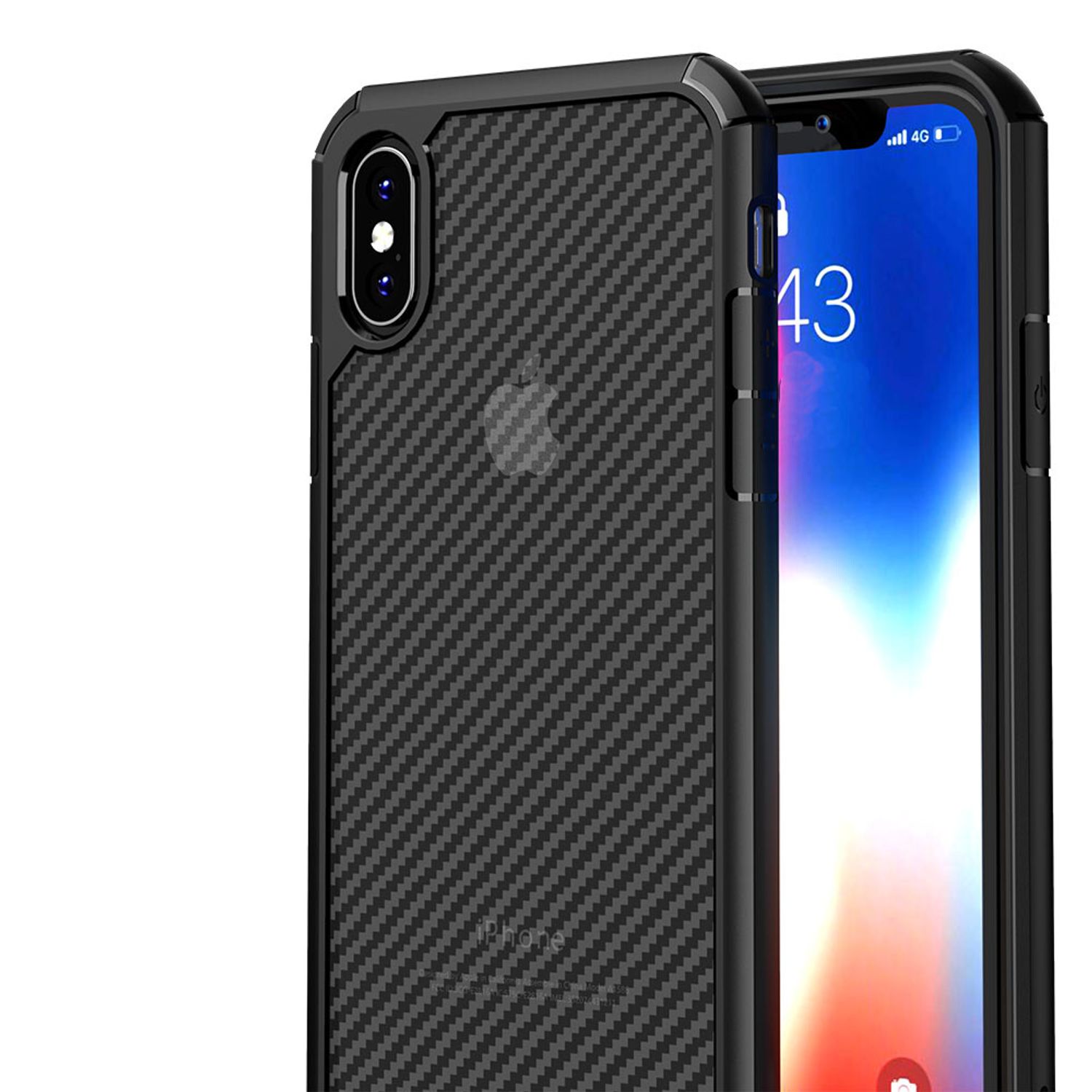Husa premium Techsuit - CarbonFuse - iPhone X / XS - Black fotografia produsului View 3 L