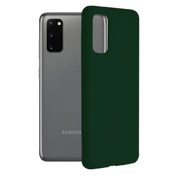Husa premium techsuit - soft edge silicone - samsung galaxy s20 - dark green