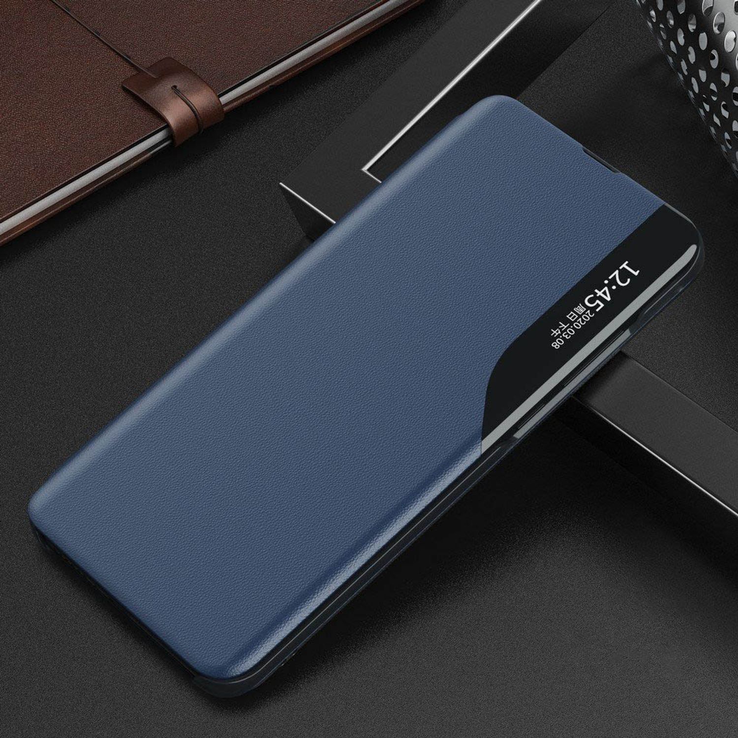 Husa tip carte Techsuit - eFold Series - Huawei P40 Lite E - Dark Blue fotografia produsului View 2 L