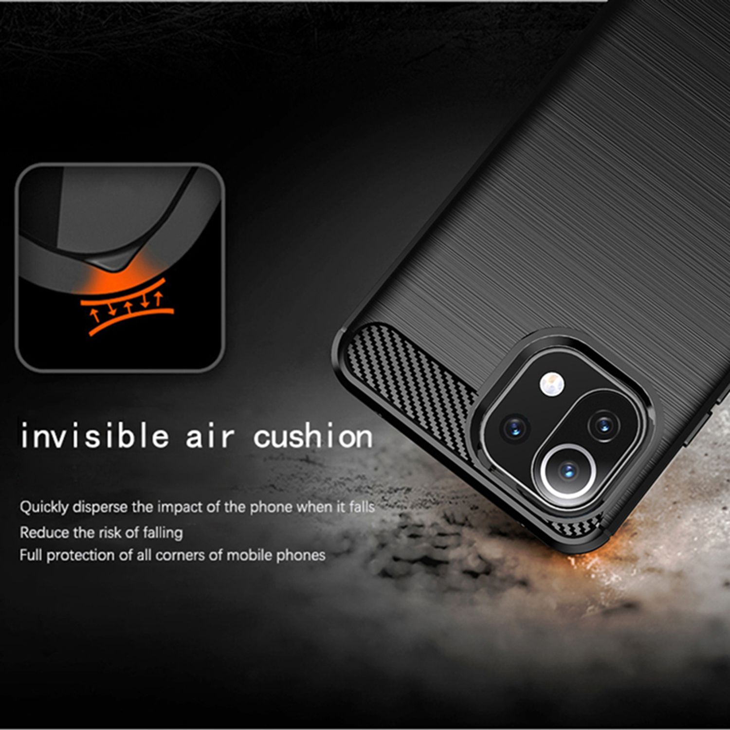 Husa Techsuit - Carbon Silicone - Xiaomi Mi 11 Lite - Black fotografia produsului View 3 L