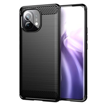Husa techsuit - carbon silicone - xiaomi mi 11 lite - black