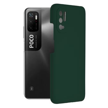 Husa premium techsuit - soft edge silicone - xiaomi poco m3 pro 4g / 5g - dark green