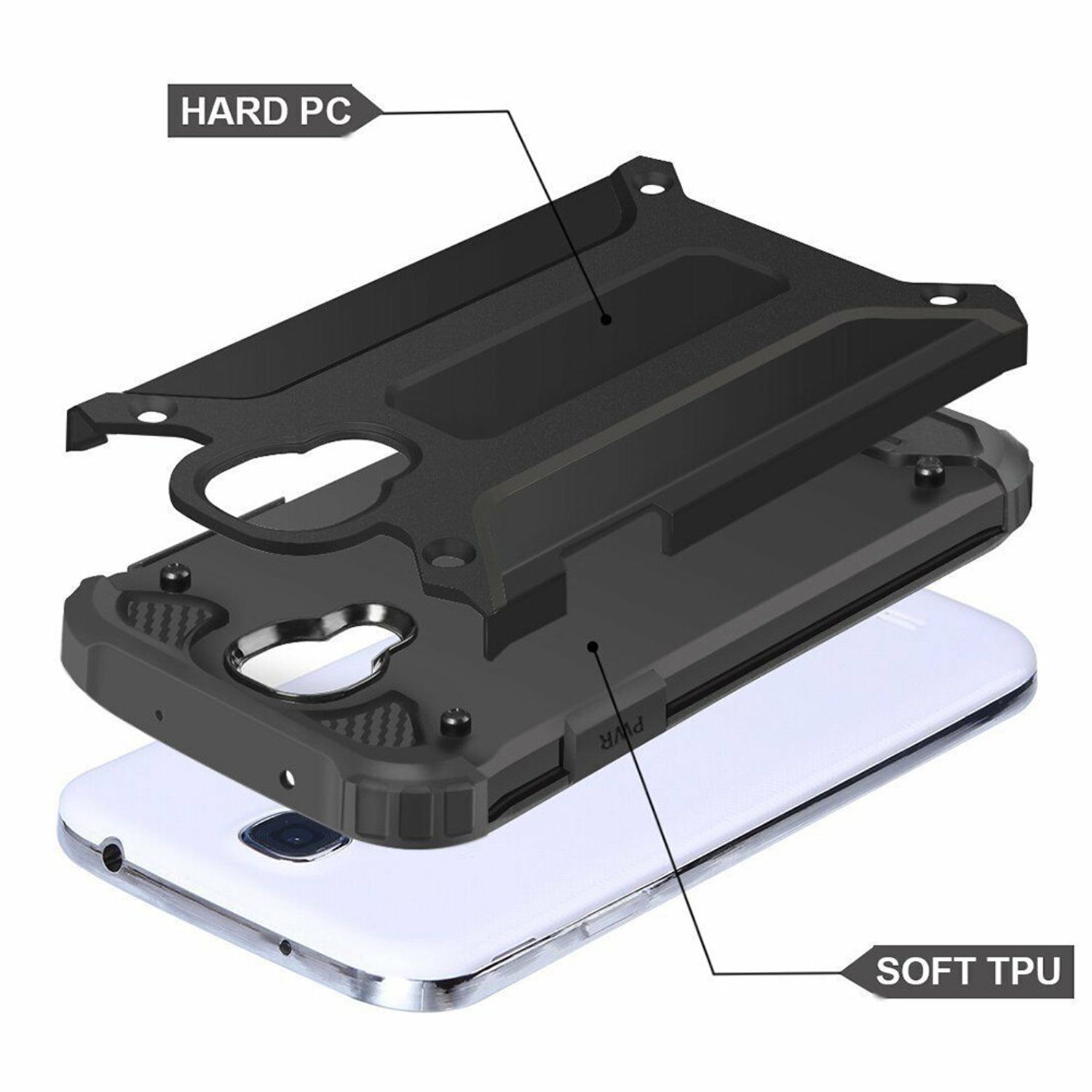Husa Techsuit - Hybrid Armor - Samsung Galaxy S4 i9500 - Black fotografia produsului View 3 L
