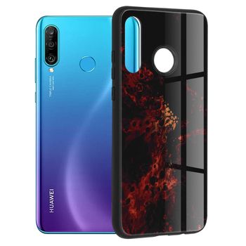 Husa cu spate din sticla techsuit - glaze series - huawei p30 lite- red nebula