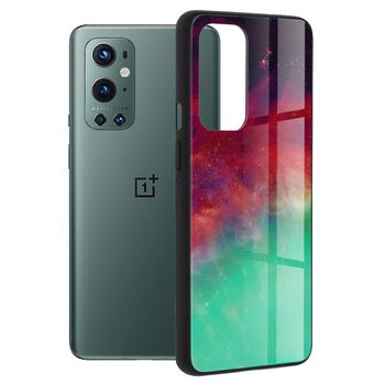 Husa cu spate din sticla techsuit - glaze series - oneplus 9 pro - fiery ocean