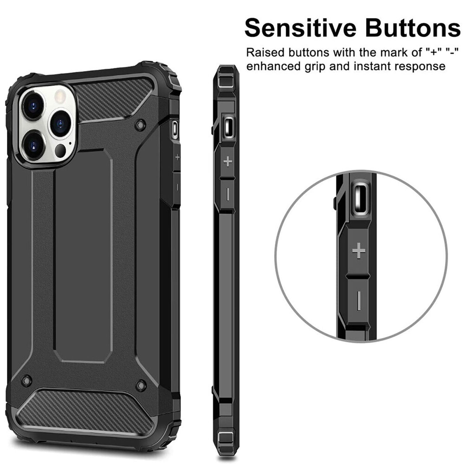 Husa Techsuit - Hybrid Armor - iPhone 12 / 12 Pro - Black fotografia produsului View 2 L
