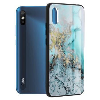 Husa cu spate din sticla techsuit - glaze series - xiaomi redmi 9a - blue ocean
